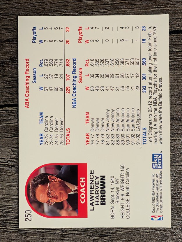 1992-93 Hoops #250 Larry Brown CO