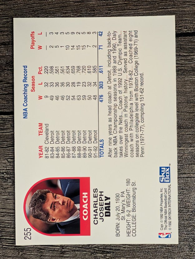1992-93 Hoops #255 Chuck Daly CO