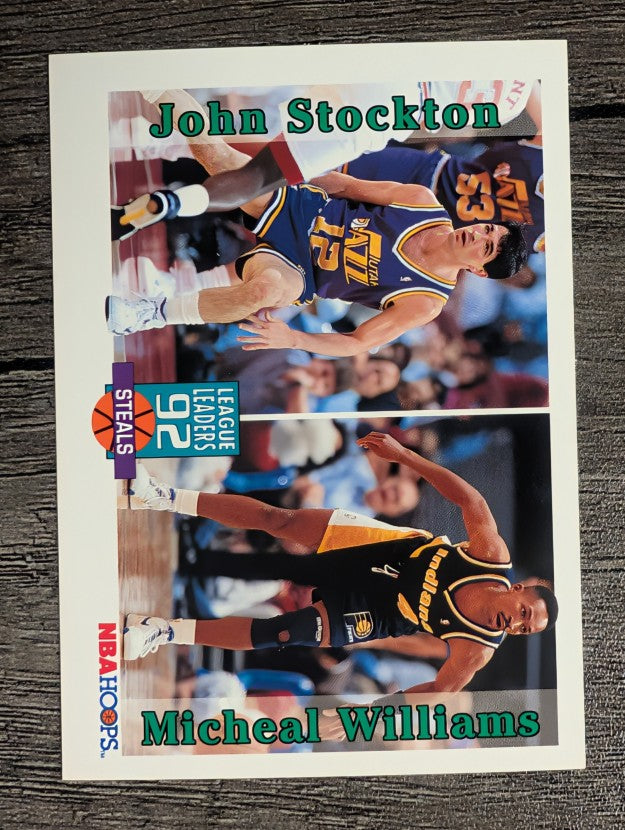 1992-93 Hoops #324 Steals League Leaders/John Stockton/Micheal Williams (NM)