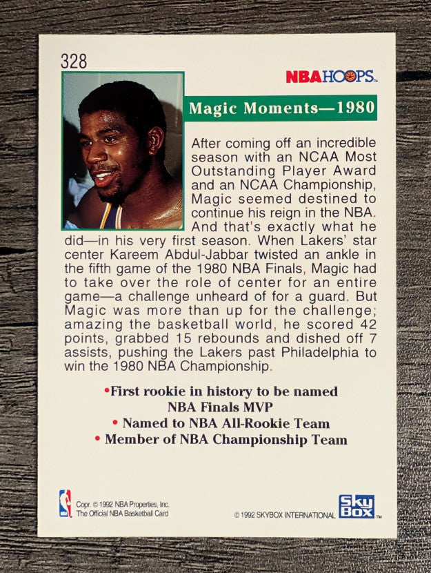 1992-93 Hoops #328 Magic Moments 1980 (EXMT)