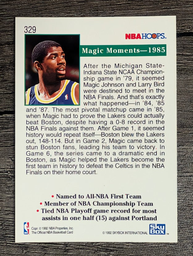 1992-93 Hoops #329 Magic Moments 1985 (EXMT)