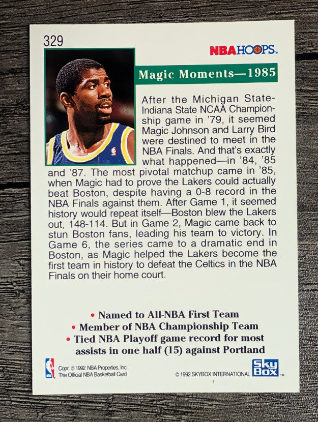 1992-93 Hoops #329 Magic Moments 1985 (EXMT)