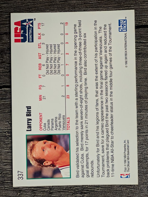 1992-93 Hoops #337 Larry Bird USA (NM)