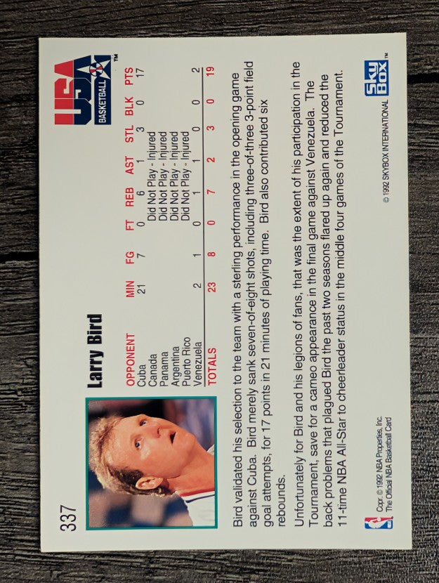 1992-93 Hoops #337 Larry Bird USA