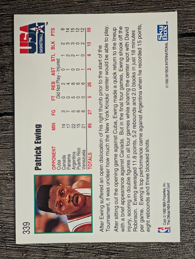 1992-93 Hoops #339 Patrick Ewing USA