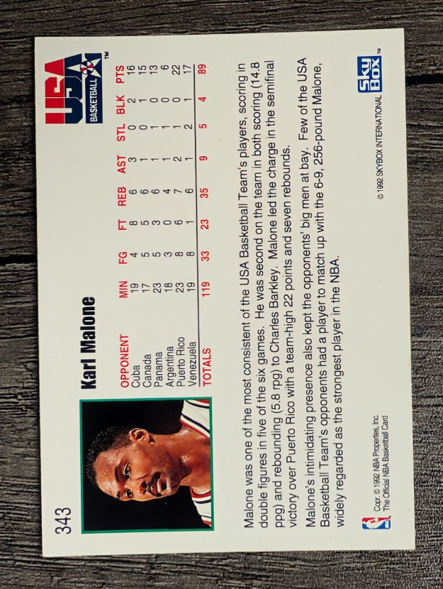 1992-93 Hoops #343 Karl Malone USA