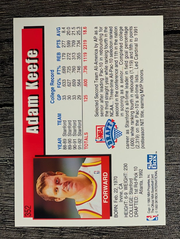 1992-93 Hoops #352 Adam Keefe RC