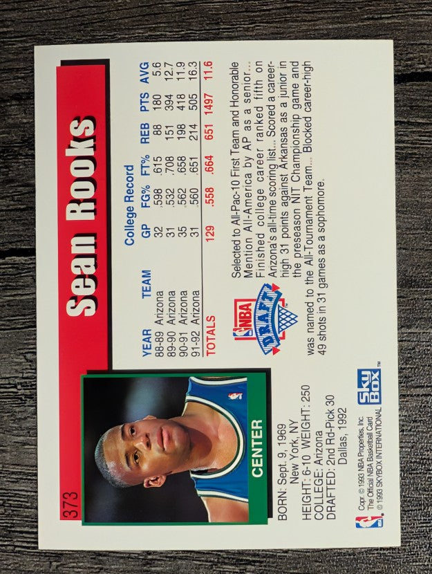 1992-93 Hoops #373 Sean Rooks RC