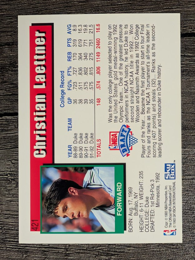 1992-93 Hoops #421 Christian Laettner (NM)