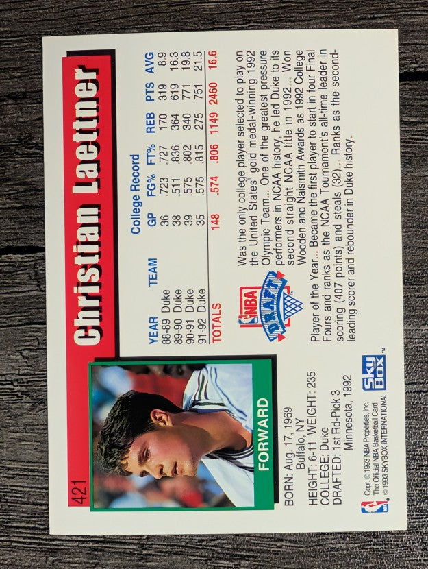 1992-93 Hoops #421 Christian Laettner (NM)