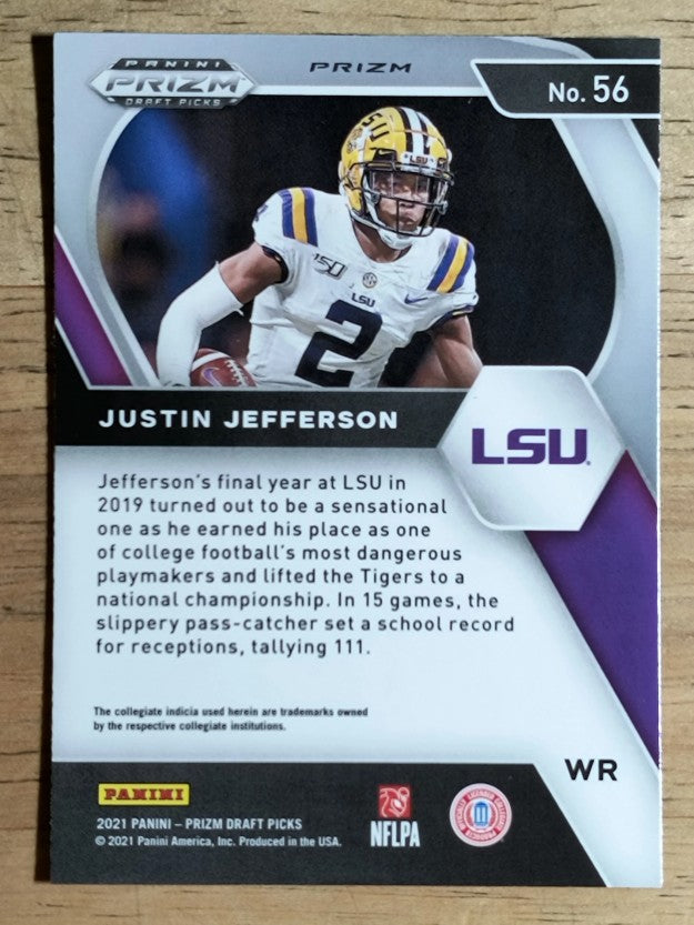 2021 Panini Prizm Draft Picks Prizms Red White and Blue #56 Justin Jefferson