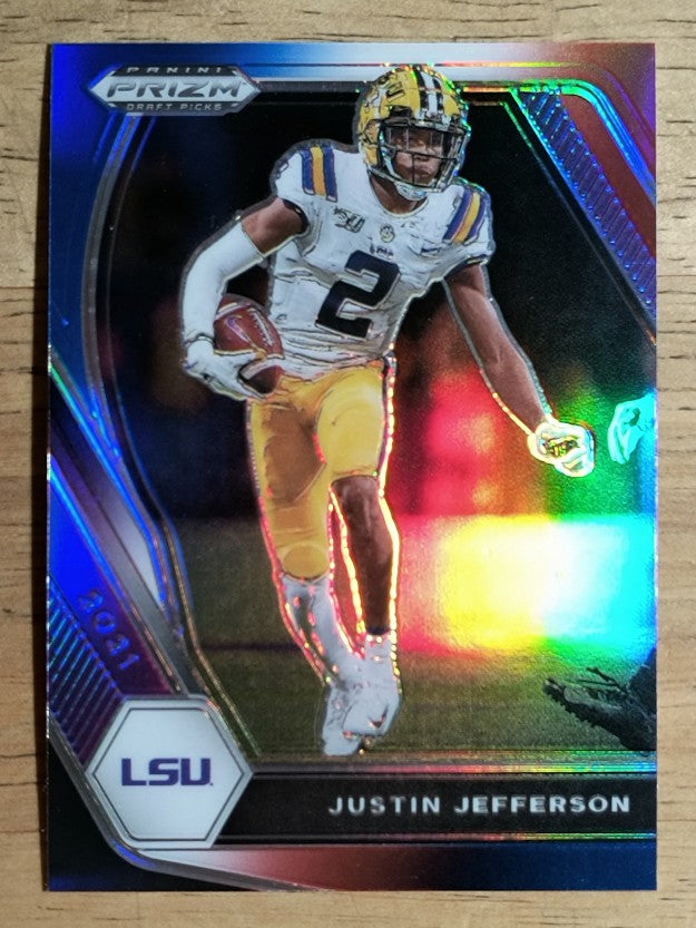 2021 Panini Prizm Draft Picks Prizms Red White and Blue #56 Justin Jefferson