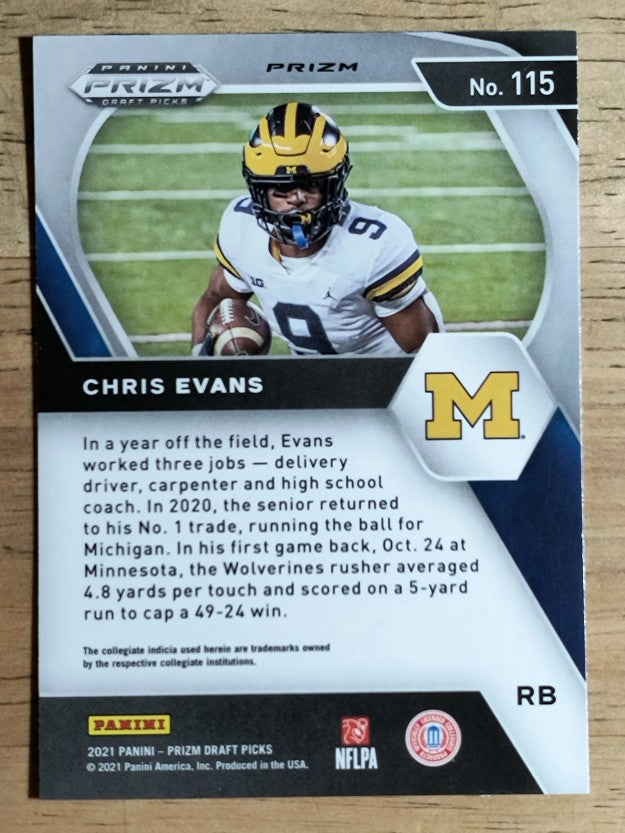 2021 Panini Prizm Draft Picks Prizms Red White and Blue #115 Chris Evans