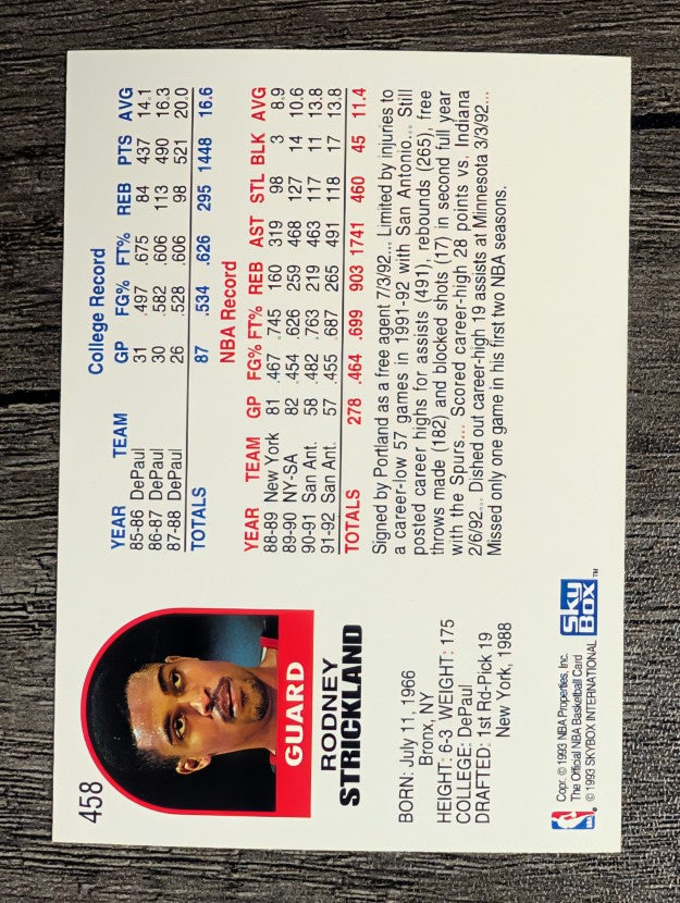 1992-93 Hoops #458 Rod Strickland