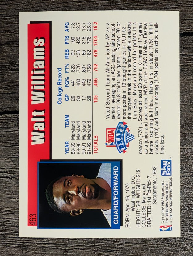 1992-93 Hoops #463 Walt Williams RC