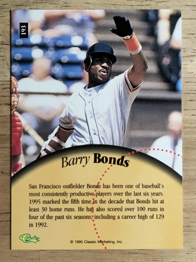 1995 Classic Five Sport #193 Barry Bonds