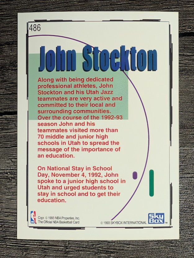 1992-93 Hoops #486 John Stockton STAY