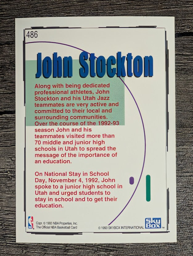 1992-93 Hoops #486 John Stockton STAY