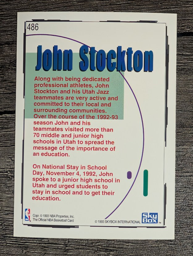 1992-93 Hoops #486 John Stockton STAY