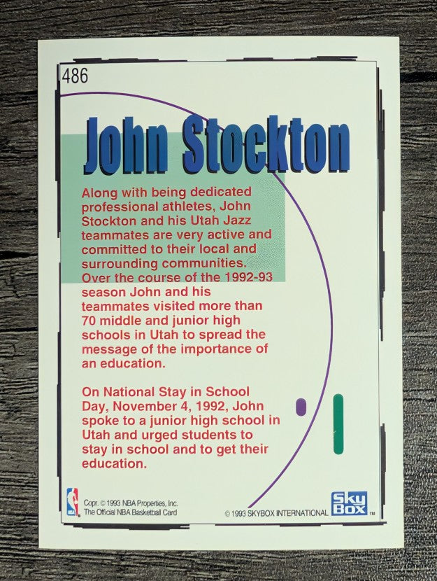 1992-93 Hoops #486 John Stockton STAY