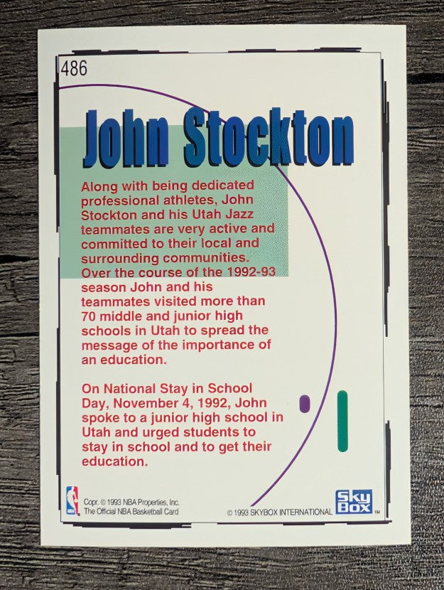 1992-93 Hoops #486 John Stockton STAY