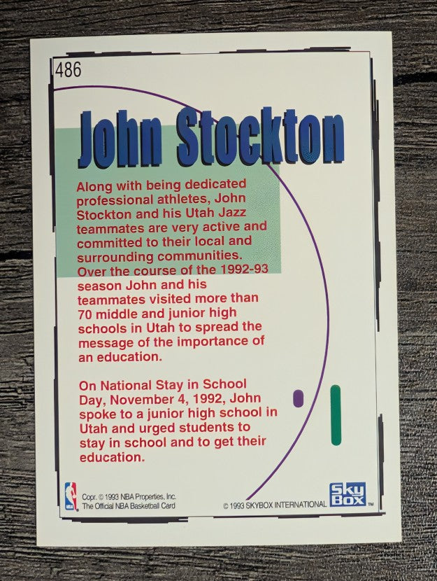 1992-93 Hoops #486 John Stockton STAY