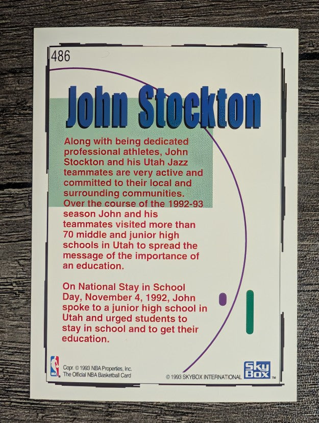 1992-93 Hoops #486 John Stockton STAY