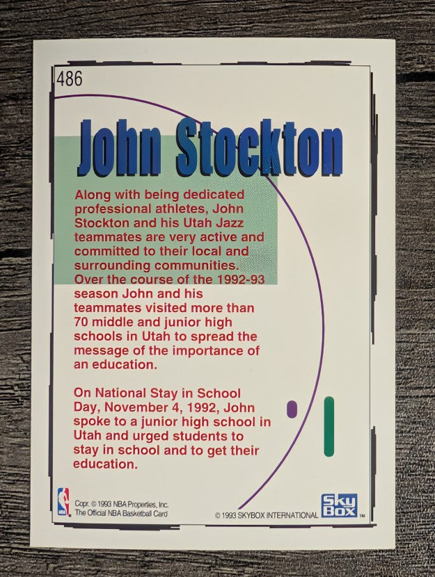 1992-93 Hoops #486 John Stockton STAY