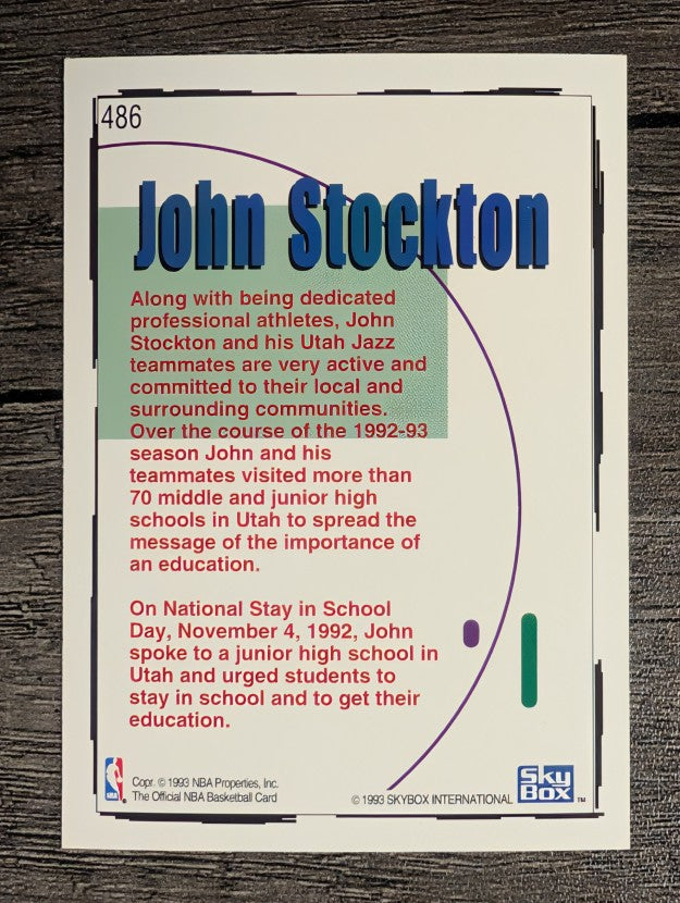 1992-93 Hoops #486 John Stockton STAY