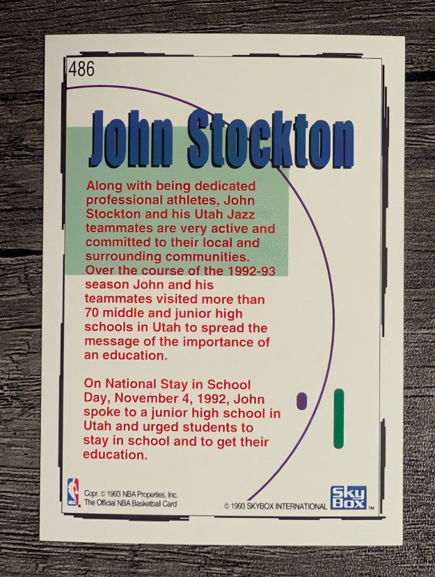 1992-93 Hoops #486 John Stockton STAY