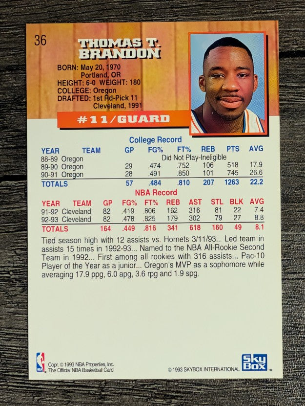 1993-94 Hoops #36 Terrell Brandon