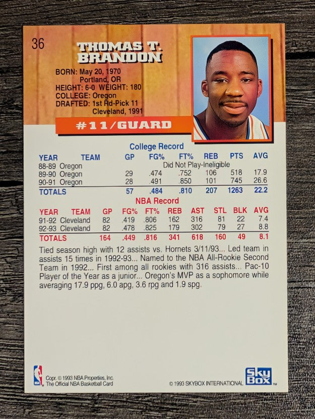 1993-94 Hoops #36 Terrell Brandon