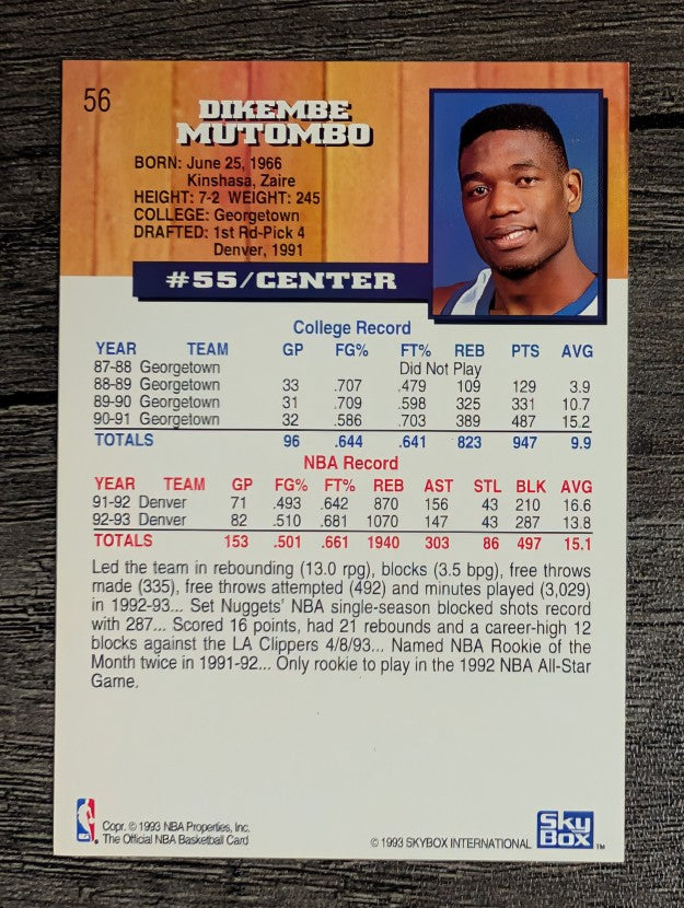 1993-94 Hoops #56 Dikembe Mutombo