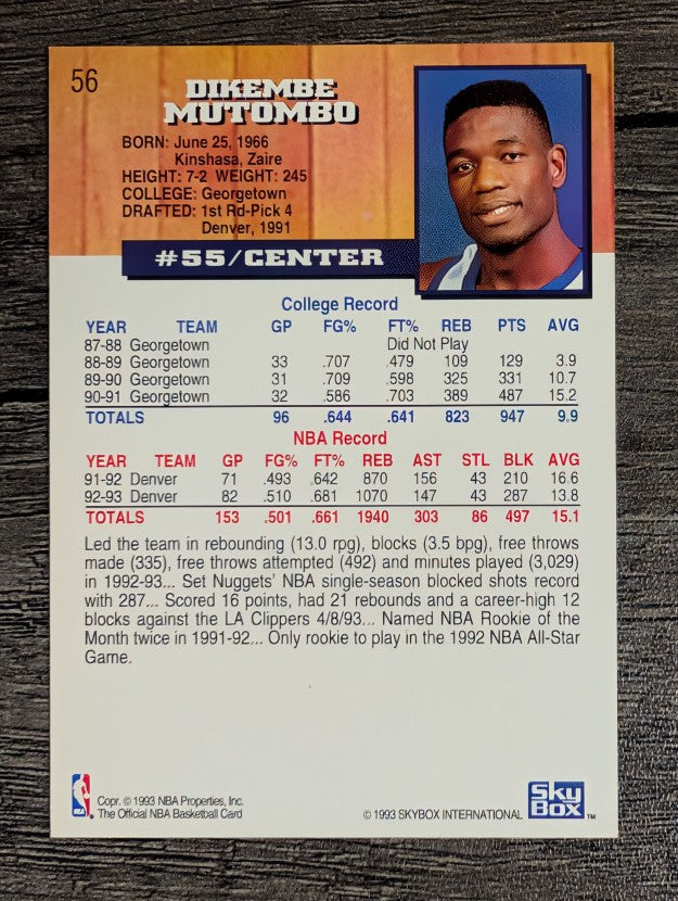 1993-94 Hoops #56 Dikembe Mutombo