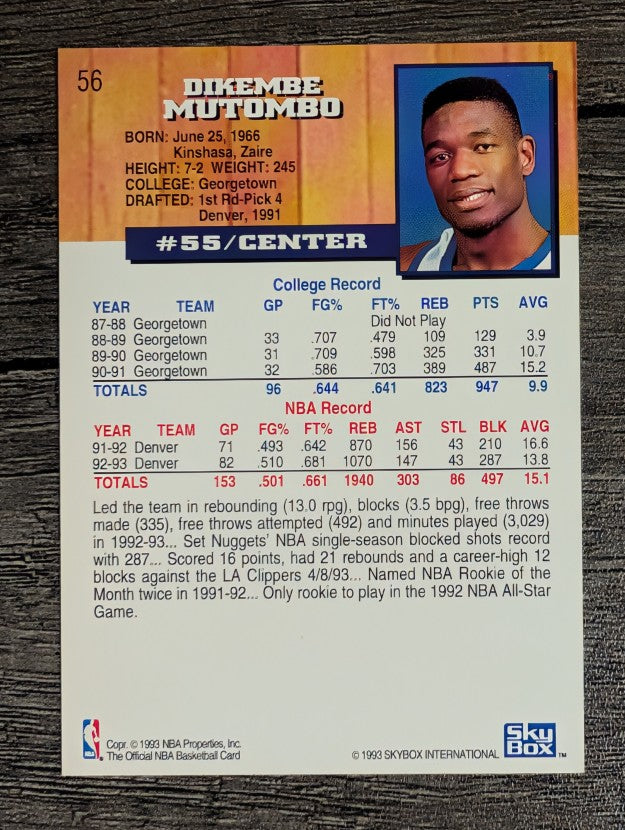 1993-94 Hoops #56 Dikembe Mutombo