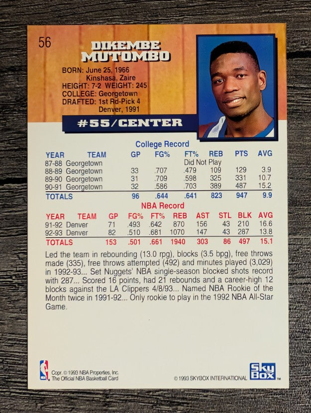 1993-94 Hoops #56 Dikembe Mutombo
