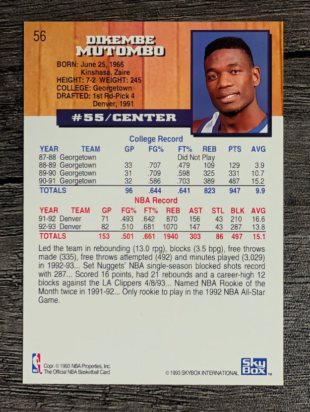 1993-94 Hoops #56 Dikembe Mutombo