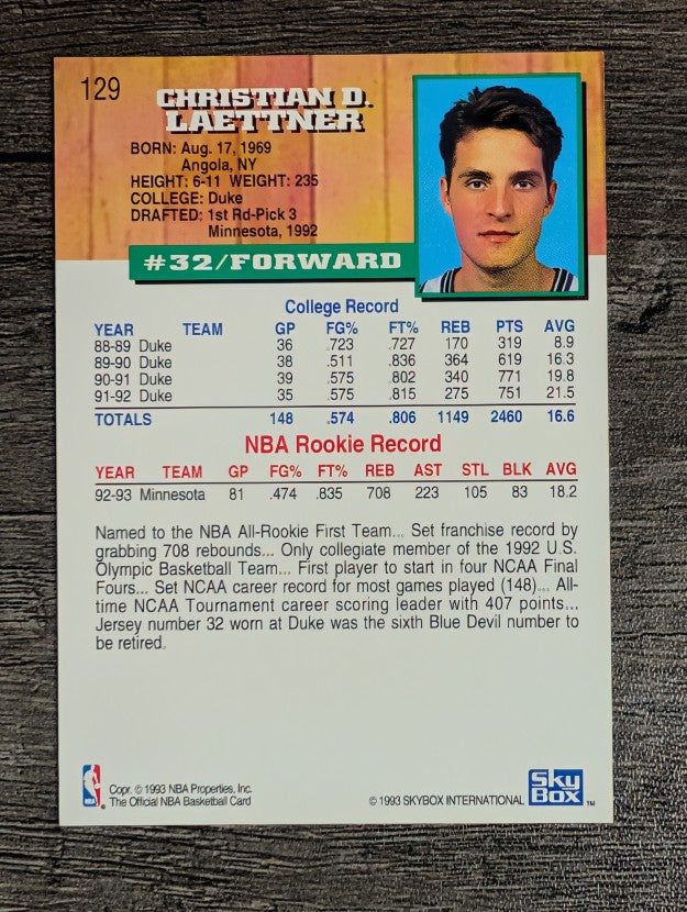 1993-94 Hoops #129 Christian Laettner