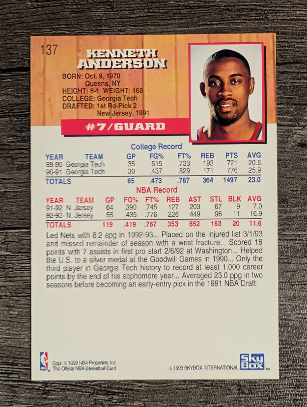 1993-94 Hoops #137 Kenny Anderson
