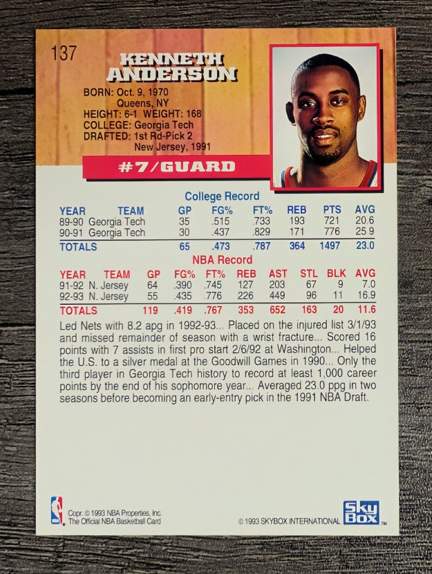 1993-94 Hoops #137 Kenny Anderson