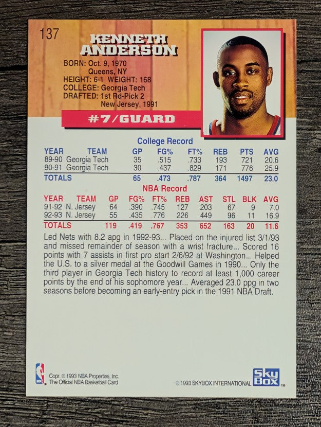1993-94 Hoops #137 Kenny Anderson