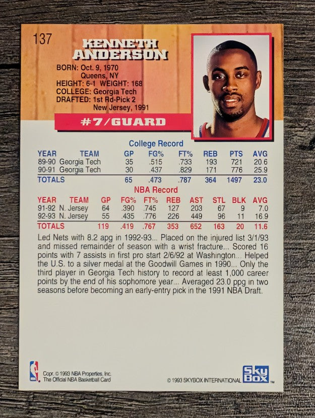 1993-94 Hoops #137 Kenny Anderson