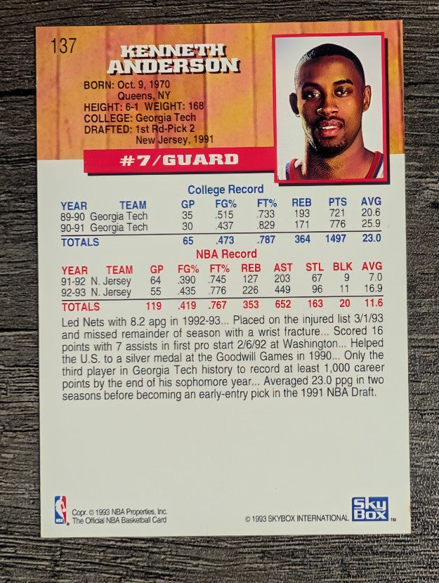 1993-94 Hoops #137 Kenny Anderson