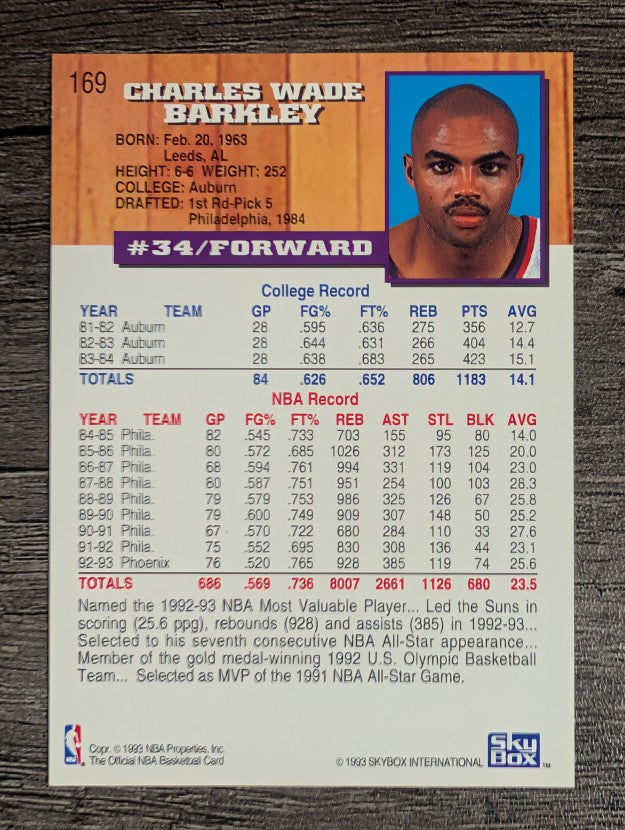 1993-94 Hoops #169 Charles Barkley (NM)