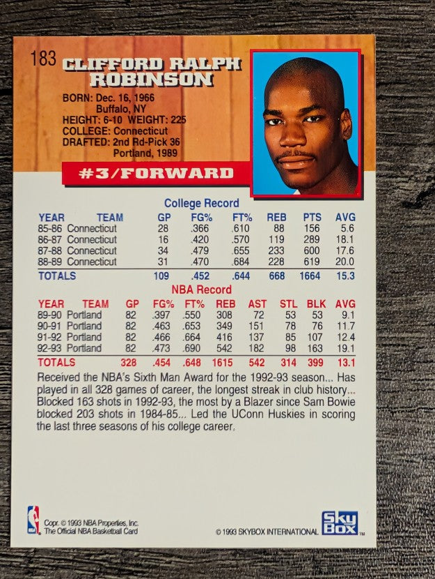 1993-94 Hoops #183 Clifford Robinson