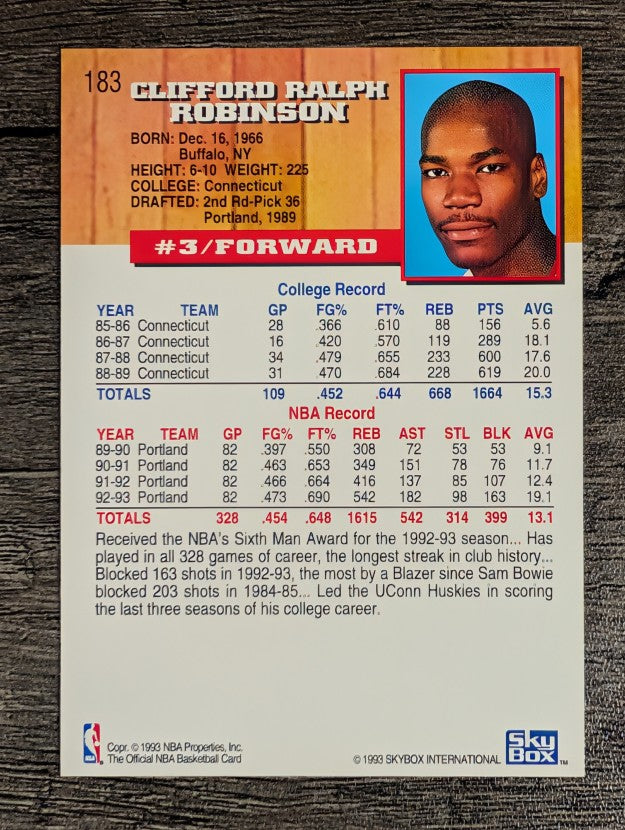 1993-94 Hoops #183 Clifford Robinson