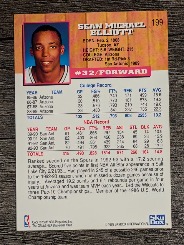 1993-94 Hoops #199 Sean Elliott