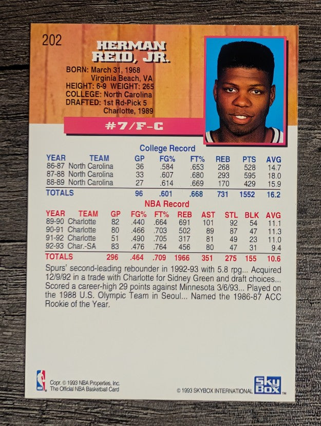 1993-94 Hoops #202 J.R. Reid
