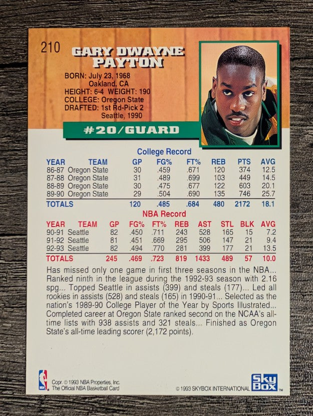 1993-94 Hoops #210 Gary Payton