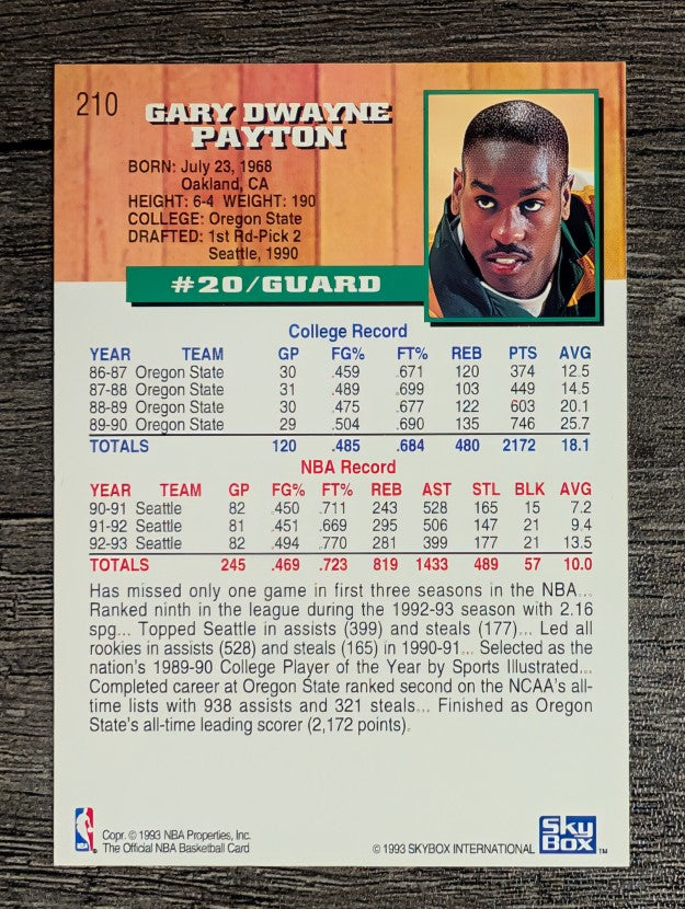 1993-94 Hoops #210 Gary Payton